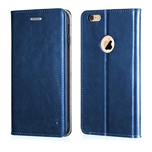 Belemay Compatible with iPhone 6s Case, Compatible with iPhone 6 Case, Genuine Leather Slim Wallet, Flip Folio Cover Card Holder Slots, Kickstand, Cash Pocket, Blue - color: Classic Blue, size: iPhone 6/6S