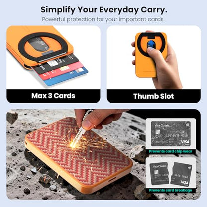 Nillkin FiberMate MagSafe Phone Wallet, RFID Blocking, Adjustable Stand - color: Orange