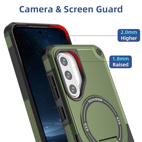 for Galaxy A37/A36-5G Case Military-Grade Dropproof Phone/Invisible Kickstand with MagSafe/HD Screen Protector, Protective Magnetic Phone Cover for Samsung Galaxy A37 4G/5G&A36 5G (Green) - color: Green