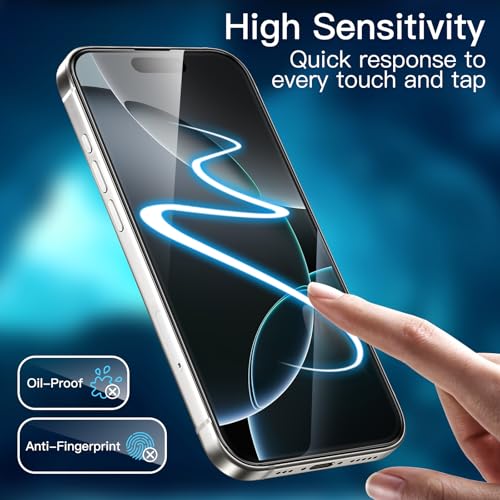 JETech Full-Coverage Screen Protector for iPhone 16 Pro, 3-Pack | Black Edge Tempered Glass, Easy Installation Tool, HD Clear, Case-Friendly - size: iPhone 16 Pro