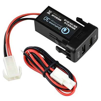 Dual USB Port Charger Socket Quick Charge 3.0 & 2.4A for Toyota - color: QC 3.0 & 2.4A - 1.57*0.87 inch
