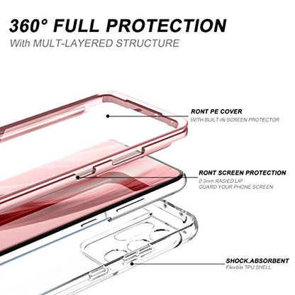 SURITCH for Samsung Galaxy S21 Ultra Clear Case 6.8", [Built-in Screen Protector] Full Body Protective Hard Shell+Soft TPU Phone Case for Samsung S21 Ultra -(Rose Gold Edge) - color: Rose Gold Edge