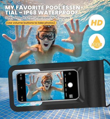 HiRui Universal Waterproof Phone Pouch with Touch Screen, IP68 Waterproof Phone Case Dry Bag for Beach, Compatible with iPhone 17/16/Pro/Plus/Max/15, Galaxy S24+/25+, Fits up to 6.9", Black, X-Large - color: Black, size: X-Large