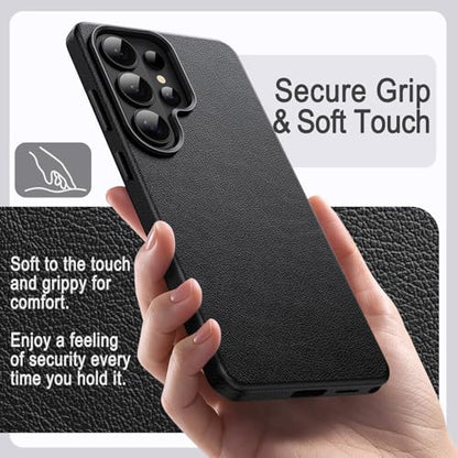 JETech Vegan Leather Case for Samsung Galaxy S26 Ultra, Black | Compatible with MagSafe, Anti-Slip Grip Phone Cover, Metal Button, Soft Microfiber Lining - color: Black, size: Galaxy S26 Ultra