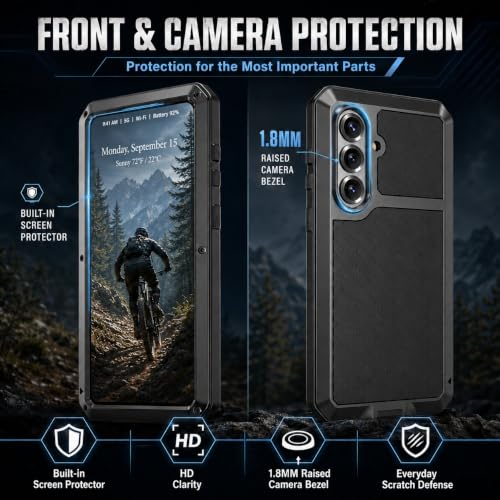 Metal Case for Samsung Galaxy S26 Case 6.3",Full Body Protective Cover Heavy Duty Shockproof [Tough Armour] Aluminum Alloy Case with Silicone Built-in Screen Protector - Black - color: Black