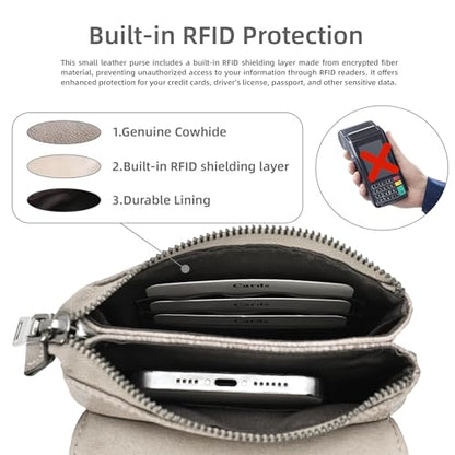 Iswee Rfid Blocking Small Crossbody Bag for Women Travel Classic Style | Genuine Leather,Adjustable Shoulder Strap,Fits 6.9" Phone,Anti-Theft Purse,Perfect for Daily Use and Weekend Travel - color: Grey