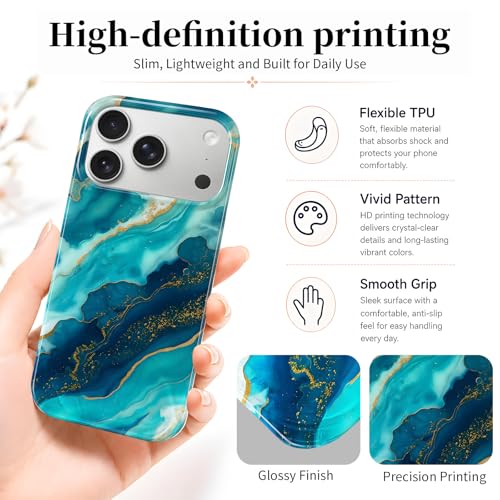 Case Compatible with iPhone 17 Pro Max, 2025 Anti-Yellow Ultra Transparent Soft TPU Phone Case, Shockproof Anti-Slip Slim Lightweight Full Coverage Protective (Marble Pattern 2) - color: Marble pattern 2