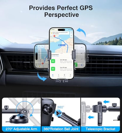 Kaistyle Wireless Car Charger【One Hand Manual Clamping】 Fast Wireless Charger for Car Phone Holder Mount Charger Phone Holders for Your Car Dashboard/Windshield/Vent Truck Mount for iPhone Samsung