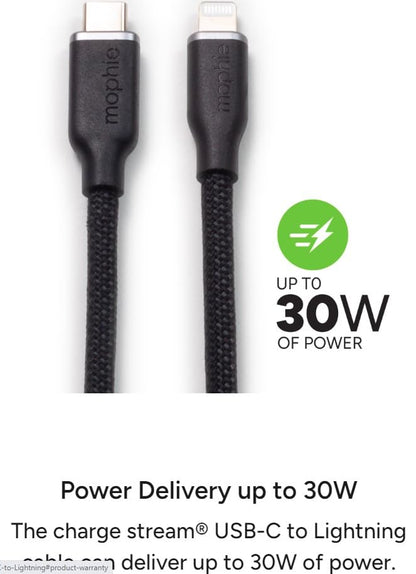 mophie Charge Stream USB-C to Lightning 1m/3ft Silicone Cable - size: 3 feet, style: USB-C to Lightning