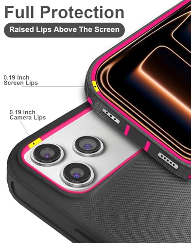 for iPhone 17 Pro Max Case with 2 Camera Lens Protector & 2 Screen Protector, Heavy Duty Full Body Protective Phone Case 6.9"(BlackRose) - color: 17 Pro Max-BlackRose