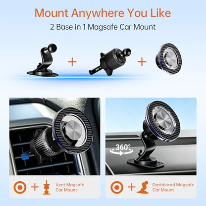 Air Vent Phone Mount for Car, Magnetic for MagSafe & Dashboard