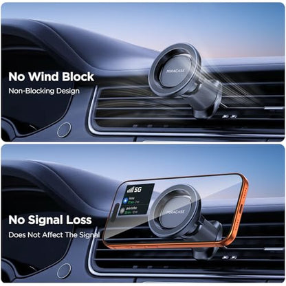 Miracase Car Phone Holder for Magsafe [Strong Magnets] Magnetic Phone Holders for Your Car, 360°Adjustable Air Vent Hands Free GPS Navigation Mount Cradle Fit iPhone 17-12 & All Smartphones, Black - color: Dark Black