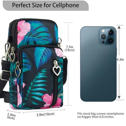 Small Crossbody Bag for Women - Mini Phone Purses with Crossbody Strap and Wallet - Nylon Arm Bag - color: B-amaryllis