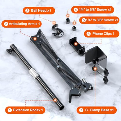 Overhead Camera Mount, Desk Camera Mount with Articulating Arm