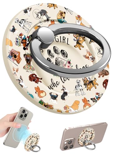 Toycamp Magnetic Phone Grip - Compatible with MagSafe Phone Grip Ring Stand for iPhone 17/16/15/14/13/12 Series Dogs Dog Lovers Cute Phone Ring Holder Grip for Women Girls Girly - color: Dog Lovers