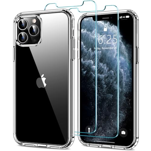 HOOMIL Case for iPhone 11 Pro Phone Cover with 2-Pack Tempered Glass Screen Protector, Non-Yellowing, Drop Protection, Anti-Scratch, Transparent, Hard Back - Crystal Clear - color: Clear, size: iPhone 11 Pro