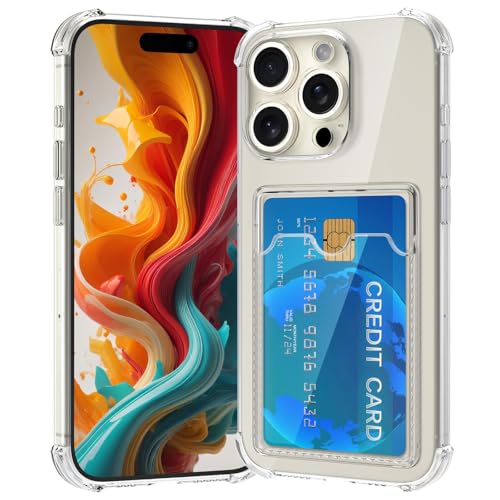 Design for iPhone 16 Pro Max Case with Card Holder, Wallet Case Clear Slim Soft Protective Cover Shockproof Anti-Scratch Phone Card Case for iPhone 16 Pro Max - size: iPhone 16 Pro Max