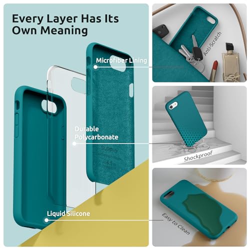 SURPHY Designed for iPhone SE Case, iPhone 8 Case, iPhone 7 Case, Liquid Silicone Phone Case for iPhone se 3rd 2nd SE 2022 SE 2020, Teal Blue - color: Teal Blue