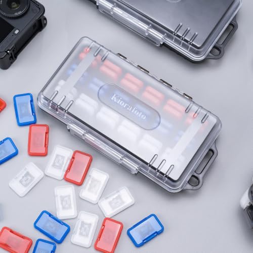 Dual Protect Waterproof MicroSD Card Case w 54 Small Plastic TF Card Cases - color: Transparent for 54 Micro SD（With Box）