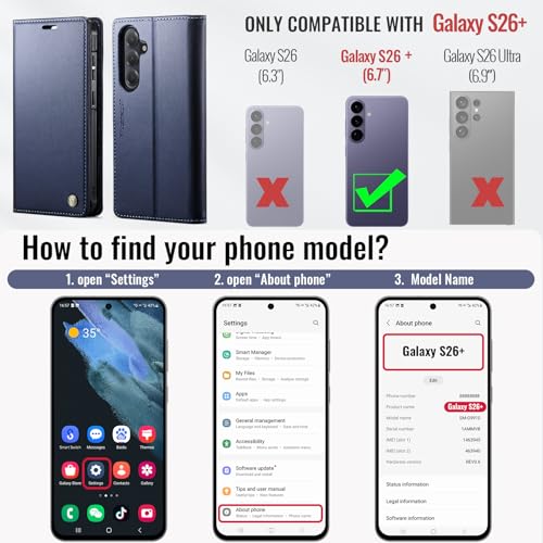 for Samsung Galaxy S26 Plus 2in1 Detachable Wallet Case, Deep Blue - color: (Detachable 2 in 1)-Deep Blue, size: Galaxy S26 Plus