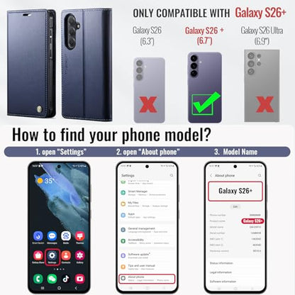 for Samsung Galaxy S26 Plus 2in1 Detachable Wallet Case, Deep Blue - color: (Detachable 2 in 1)-Deep Blue, size: Galaxy S26 Plus