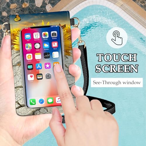 Small Crossbody Bags for Women Touchscreen Cell Phone Bag Cross Body Purses with adjustable Strap,Gifts For Teenage Girls - color: Sunflowe Flog