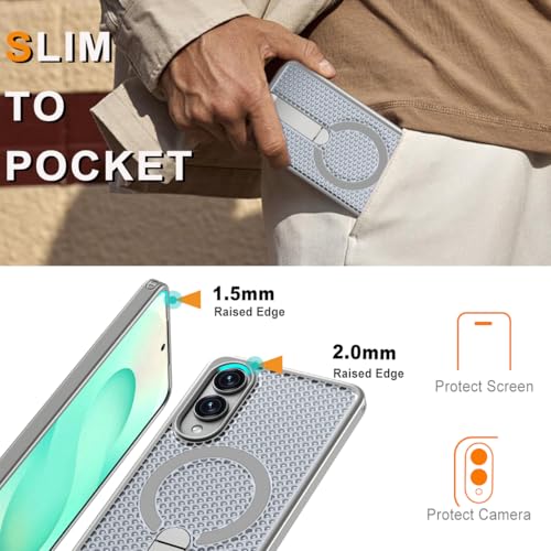 for Samsung Galaxy S25 Edge Case with Stand Compatible with MagSafe +1 Screen Protector, [Built in Kickstand &Magnet][Heat Dissipate] Protective Matte Case for Galaxy S25 Edge (Gray) - color: Gray