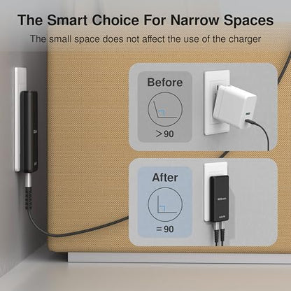UltraSlim 70W GaN II Dual USB-C PD Wall Charger - Compact Flat Plug Adapter with Foldable Design, Intelligent Power Allocation & Fast Charging for Laptops & Phones - Black - color: Black