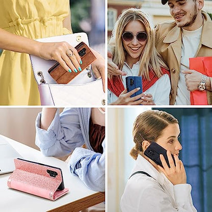 EYZUTAK Wallet Phone Case for Samsung Galaxy A13 5G/4G/A04S, Retro Matte 9 Card Holder Slots Zipper Pocket Case PU Leather Magnetic Closure Kickstand Wrist Strap Shockproof Folio Flip - Rose Gold - color: Rose Gold, size: Samsung Galaxy A13/A04S