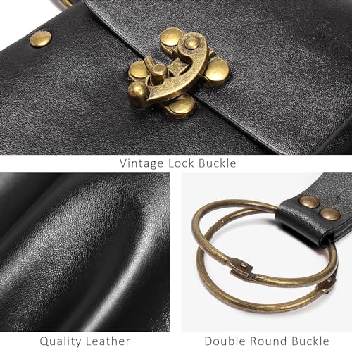 Belt Pouch Waist Bag Fanny Pack Steampunk Phone Holder Medieval Bag Leather Belt Renaissance Cosplay Costume Accessories (3Bottle-New/black) - color: 3Bottle-New/black