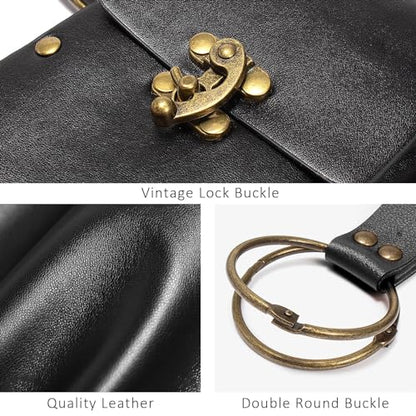 Belt Pouch Waist Bag Fanny Pack Steampunk Phone Holder Medieval Bag Leather Belt Renaissance Cosplay Costume Accessories (3Bottle-New/black) - color: 3Bottle-New/black