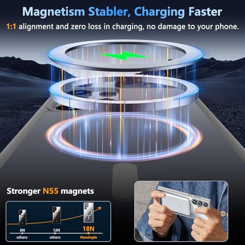 Hensinple for Samsung Galaxy S22 Ultra Case Magnetic, Galaxy S22 Ultra Phone Case Wireless Charging, Clear Hard Back Shockproof Cover Case 6.8 Inch, Gray - color: Gray-S22 Ultra, size: Galaxy S22 Ultra 6.8 inch