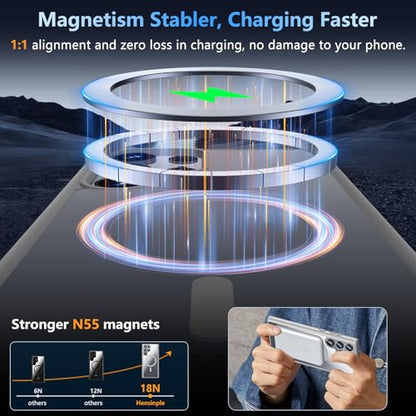Hensinple for Samsung Galaxy S22 Ultra Case Magnetic, Galaxy S22 Ultra Phone Case Wireless Charging, Clear Hard Back Shockproof Cover Case 6.8 Inch, Gray - color: Gray-S22 Ultra, size: Galaxy S22 Ultra 6.8 inch
