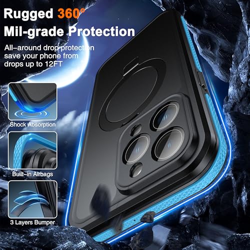 Oterkin Magnetic Stand for iPhone 14 Pro Max Case Waterproof IP68, Blue - color: Blue, size: iPhone 14 Pro Max