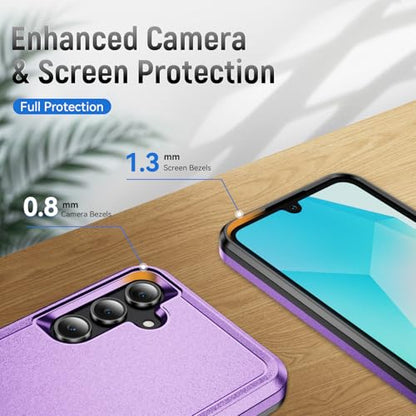 Phone Case for Samsung Galaxy A17 5G Case, Samsung A17 5G Case with Tempered Glass Screen Protector, Soft TPU Hard Back Double Layer Phone Cover (Violet) - color: Violet