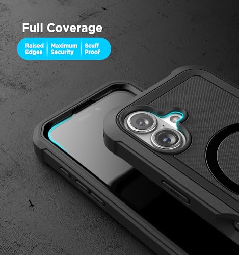 Encased Protective Case for iPhone 16 with Belt Clip (2025) Full-Body Case with Built-in Screen Protector and Phone Holster (Compatible with MagSafe) Black (for iPhone 16) - size: iPhone 16