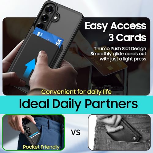 Magnetic for Samsung Galaxy S26 Plus Wallet Case with Card Holder﻿ | Compatible with MagSafe, Shockproof Phone Cover with Detachable RFID Blocking Card Slot, Black - color: Black, size: S26 Plus 6.7"