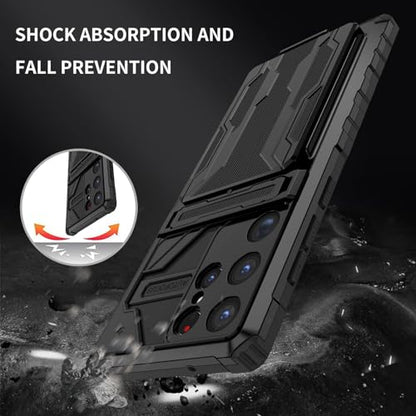 for Samsung Galaxy S23 Ultra Wallet Case with Card Holder, Black | Detachable Card Holder, Built-in Kickstand, with Screen Protectors - Soft 2 Pack, Military Grade, Full Body Shockproof - size: for Galaxy S23 Ultra - 6.8''