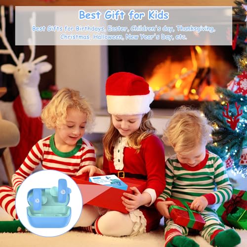 BANIGIPA Kids True Wireless Earbuds, Open Ear Headphones for Boy Girl Teen - color: Blue