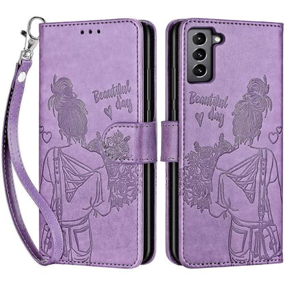 for Samsung Galaxy S22 Wallet case, Purple-Girl | 3 Card Holders, Kickstand, Shockproof TPU Shell, PU Leather, Magnetic Closure, Protective Flip Folio Cover, Women - color: 2