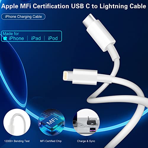 Fast Charger iPhone,Dual Port A/C iPhone Charger Fast Charging Block,2Pack Super Quick Double Apple iPhone Wall Charger Power Adapter 10FT USB C to Lightning Cable for iPhone 14/13/12/11/ProMax/XS/XR - size: 10FT