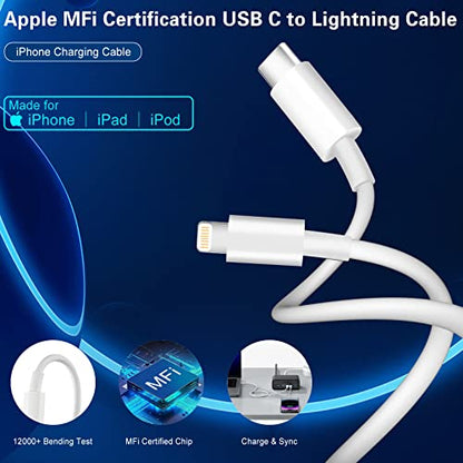 Fast Charger iPhone,Dual Port A/C iPhone Charger Fast Charging Block,2Pack Super Quick Double Apple iPhone Wall Charger Power Adapter 10FT USB C to Lightning Cable for iPhone 14/13/12/11/ProMax/XS/XR - size: 10FT