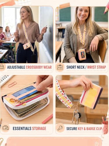 Woanger Teacher Phone Crossbody Lanyard with Wallet Pouch, Adjustable Clip Cell Phone Lanyard Back to School Teacher Gift - style: Pencil