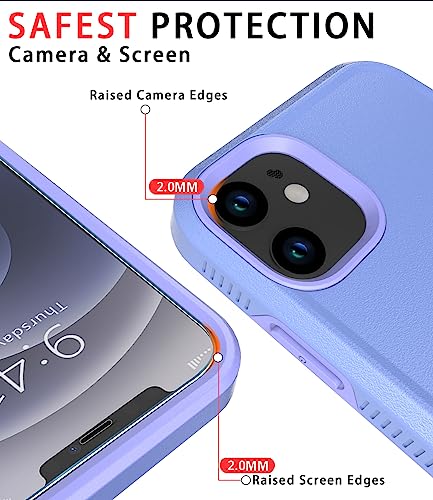 Diverbox for iPhone 12 case [Shockproof] [Dropproof] [Tempered Glass Screen Protector],Heavy Duty Protection Phone Case Cover for Apple iPhone 12(Purple-2in1) - color: Purple-2in1