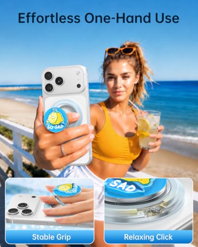 SYNCWIRE Magnetic Phone Ring Holder, for MagSafe Phone Grip Stand Kickstand - color: Mood-Sea Salt Blue