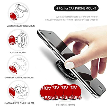 8 Pack Sticky Adhesive Compatible with Socket Base, PKYAA Double-Sided Replacement Tape for Collapsible Grip & Stand Back, 4pcs Sticker Pads for Car Magnetic Phone Holder