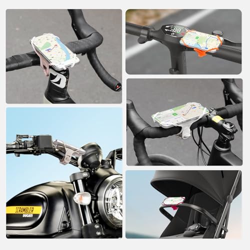 Bike Phone Mount for Handlebar – Scratch-Free Silicone Holder with Anti-Slip Grip, Universal Cycling Phone Stand Compatible with iPhone/Samsung (4.0"-7.2"),Horizontal & Vertical Installation