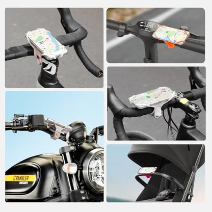 Bike Phone Mount for Handlebar – Scratch-Free Silicone Holder with Anti-Slip Grip, Universal Cycling Phone Stand Compatible with iPhone/Samsung (4.0"-7.2"),Horizontal & Vertical Installation