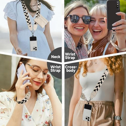 FUVLIFE Cell Phone Lanyard Crossbody, Clip and Go Phone Strap with Wallet - color: Modern Geometric