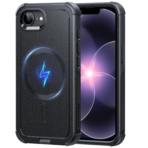 ESR for iPhone 17e/16e Case, for MagSafe, Rugged, Black | 7X Military-Grade Drop Protection, Magnetic Phone Case, Shock-Absorbing Rugged Cover, Dustproof Port Cover, Secure Grip - color: Black, size: iPhone 17e/16e 6.1 inch
